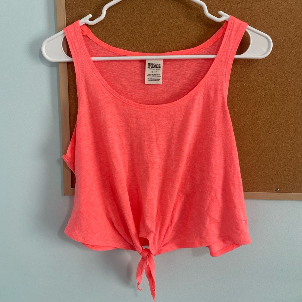 PINK Victoria's Secret Neon Pink Tie-Front Tank - Picture 1 of 4